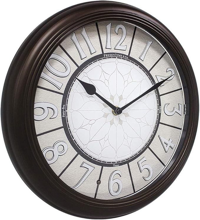 Presentime & Co. 12.6" Illuminated Farmhouse Wall Clock, Silent Battery Operated Night Light Wall Clock with Smart LED Sensor for Living Room, Bathroom, Kitchen, Home Office, Oil Rubbed Bronze Finish