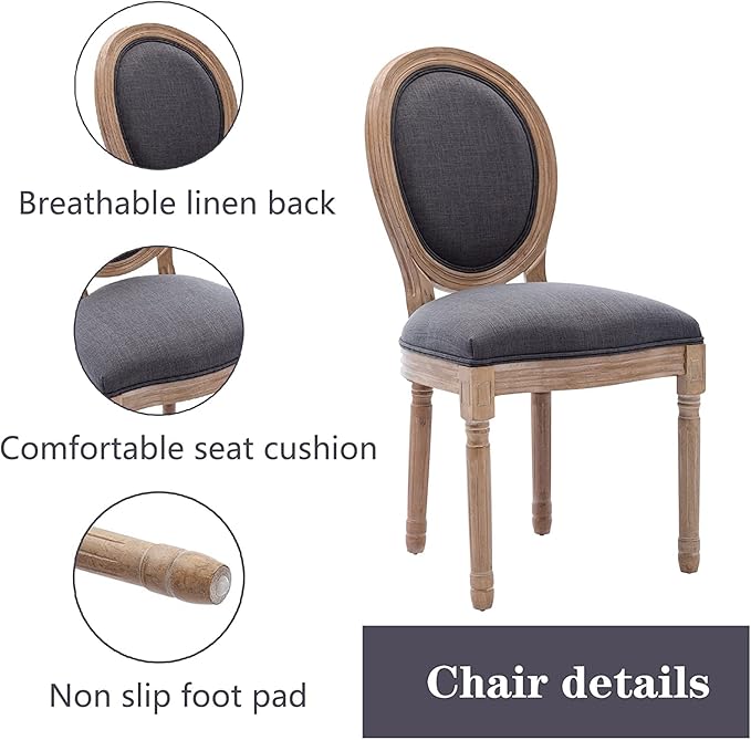 Nrizc French Country Dining Chairs Set of 6, Farmhouse Dining Chairs, Wood Round Back Dining Room Chair for Dining Room/Living Room/Bedroom