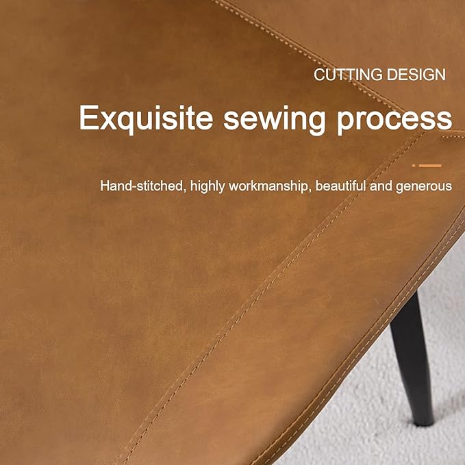 Dining Chairs, Modern PU Leather Dining Room Chair with Sturdy Metal Legs, Upholstered Seat Dinner Chairs Accent Side Chairs for Indoor Kitchen Living Room Restaurant (Brown, Set of 6)