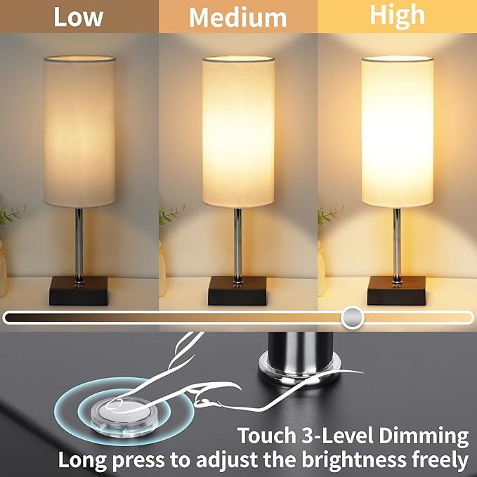 AVV Cordless Table Lamp with Dimmable, Rechargeable 3 Modes Battery Powered Bedside Lamp, Battery Operated Lamps for Night Stand, Touch Lamp for Bedroom, Living Room, Reading Room, 15 Inch White