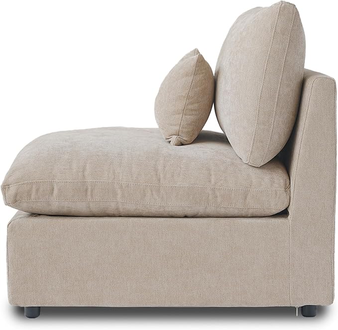 WJShome Modern Middle Module Couch for Living Room, Cushion Covers Removable, Minimalist Comfy Breathable Sofa