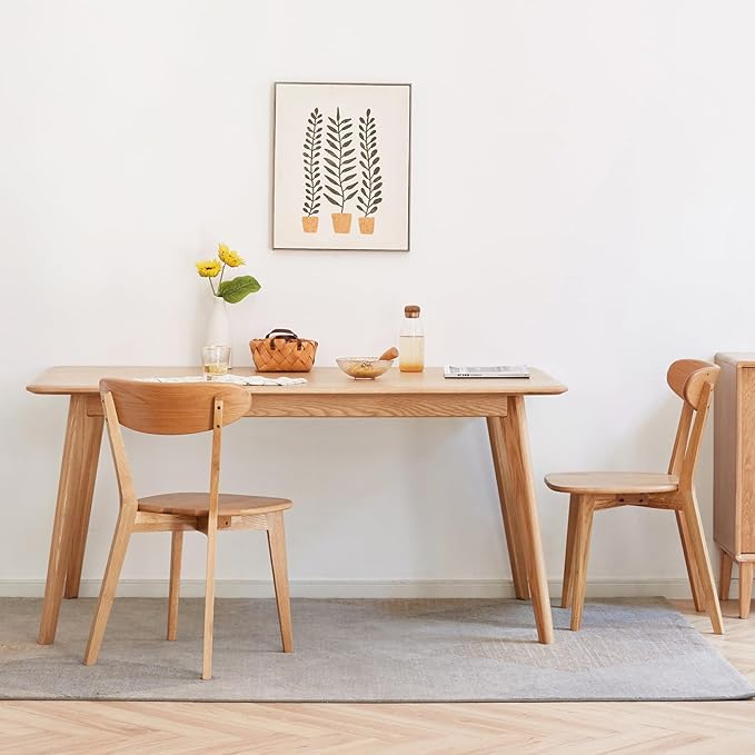 Solid Wood Dining Chairs Set of 2 - FAS-Grade North American Oak,Heavy Duty Dining Chair with Ergonomic Curved Back,Dining Chairs for Heavy People,Easy Assembly,400 lb Capacity