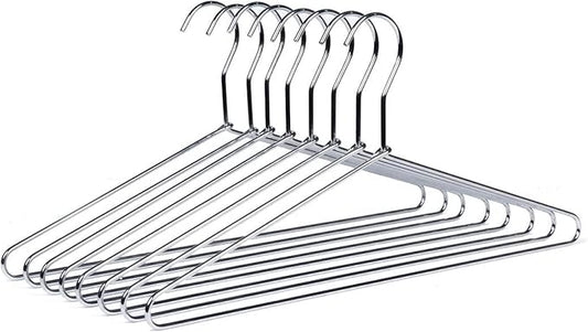 Amber Home 10 Pack Heavy Duty Metal Shirt Coat Hangers, Stainless Steel Clothes Hanger with Polished Chrome, 17 Inch Silver Metal Wire Hanger