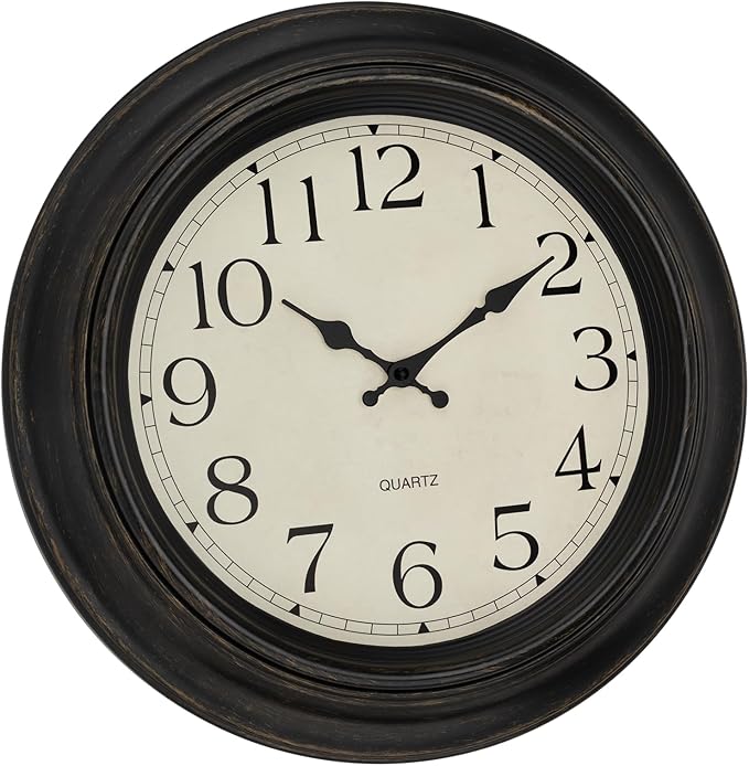Foxtop Large Wall Clock 18 Inch Silent Non Ticking Battery Operated Classic Vintage Retro Wall Clock Decorative for Living Room Kitchen Home Office (Bronze)