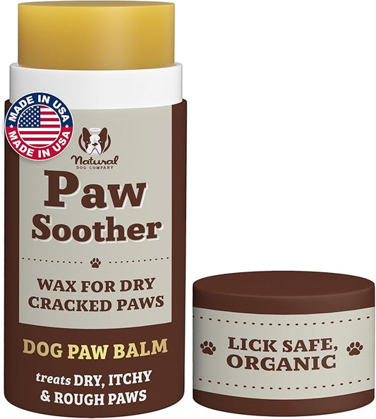 Natural Dog Company Paw Soother Balm & Wax 2 oz Stick – Nourishing Paw Care with Coconut & Hempseed Oils + Calendula – Soothes Dry, Cracked Pads – Lick-Safe & Weather Protective