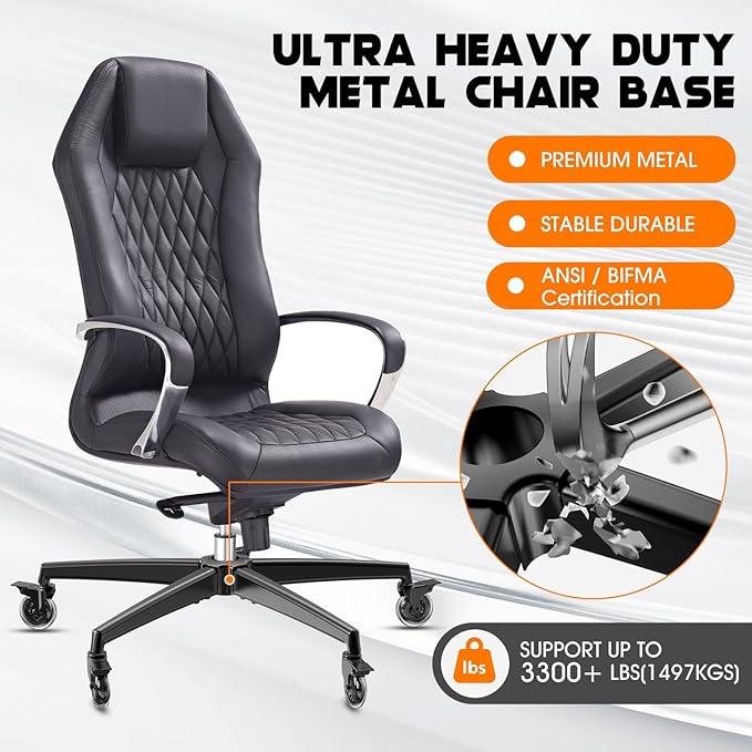 Office Chair Base Replacement (3300 lbs) - Heavy Duty Alloy Office Chair Base Replacement, Universal Gas Cylinder and Caster Socket
