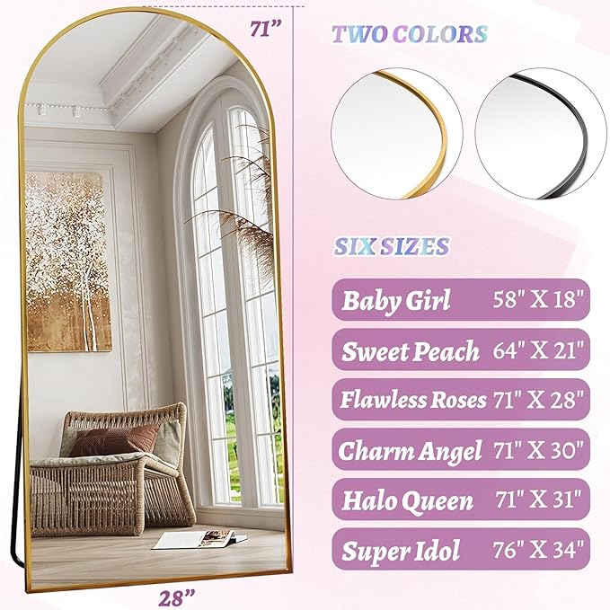 Floor Mirror, 58"×21" Full Length Mirror with Stand for Bedroom Living Room, Gold