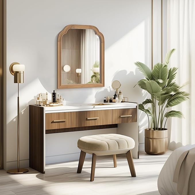 WallBeyond Wood Frame Wall Mirror Decor for Entryway, Living Room or Bedroom Home Decor - Light Woodgrain [16" x 20" Honey-Colored]