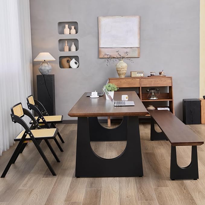 Wooden Executive Office Desk Computer Table Multi-Sized High Cost Performance Stylish Design Metal Legs Versatile Use for Office or Dining Casual Table (Walnut Color, 78.74in)