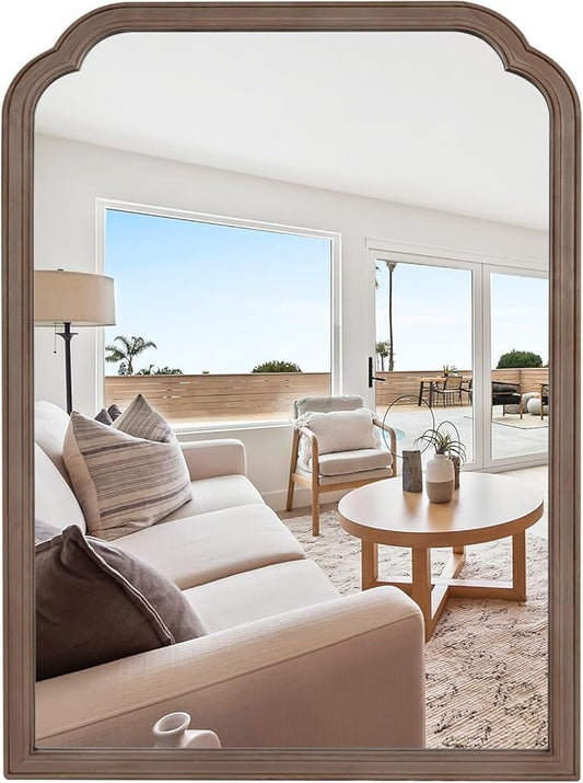 HOMECOOKIN Wood Bathroom Mirrors for Wall Mounted, 30" x 40" Rustic Wood Frame Wall Mirrors Decorative for Living Room or Bedroom Vanity Mirror (WN) B