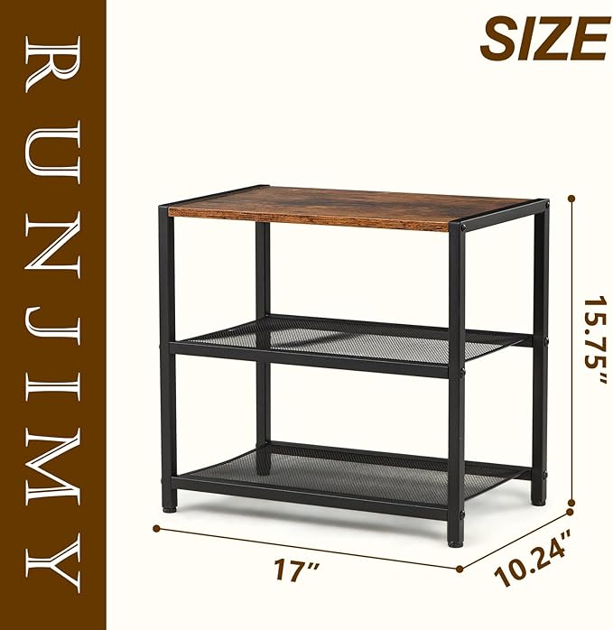 3-Tier Wooden Shoe Rack with Metal Mesh Shelves - for Entryway, Closet, Hallway & Bedroom Holds 6 Pairs, Ideal for Storage or Display