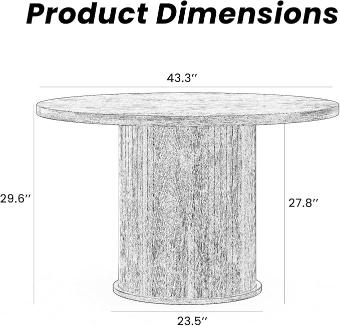 Farini 43" Round Dining Table for 4-6,Modern Kitchen Room Table with Wood Top & Sturdy Metal Base,Black