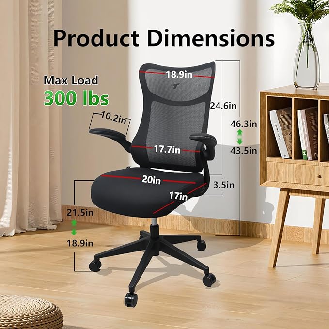 TT Airflex V2 Mesh Ergonomic Super Soft Wide Cushion Office Computer Desk Chair Adjustable Arms (Graphite Black)