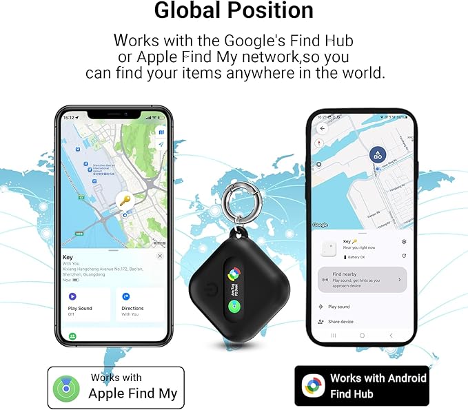 2 Pack Bluetooth Tracker for i0S or Android - Dual System Key Finder/Backpack Tracking Tag/Item Locator/Luggage Smart Tag/Pet Tracker, Compatible with Apple Find My or Google Find Hub,IP67 Waterproof