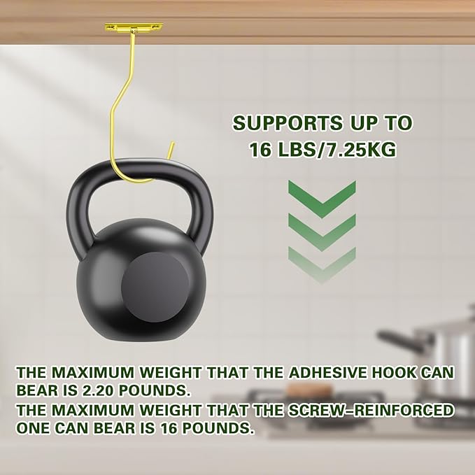 Banana Hanger Hook – Space Saving Banana Holder Hanger to Keep Bananas Fresh, Self Adhesive and Screw Banana Hook 4Pack Gold