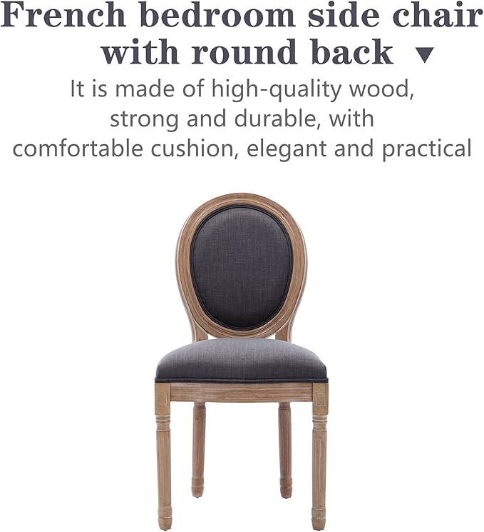 Nrizc French Country Dining Chairs Set of 4, Farmhouse Dining Chairs, Wood Round Back Dining Room Chair, for Dining Room/Living Room/Bedroom