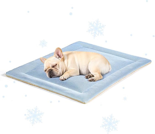 Dog Cooling Mat Breathable Puppy Beds Skin Friendly Dog Mattress Summer Durable Comfortable Sleeping Pad for Pets Washable Blue (36×23×1.2 inches)