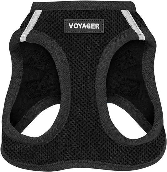 Best Pet Supplies Voyager Step-in Air Harness - All Weather Mesh, Reflective, No Pull Harness for Dogs, Cats - Secure with Hook & Loop Fastener, Buckle, Double D-Rings - Black, L