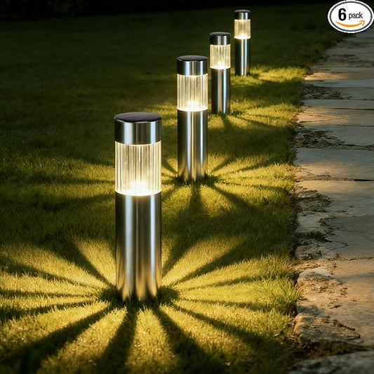 6 Pack Solar Lights Outdoor Waterproof IP65, Bright 35LM 3000K LED Pathway Lamps, Dusk to Dawn Solar Outdoor Lighting, Decorative Garden Lights for Front Porch, Entryway, Poolside, Backyard Decor