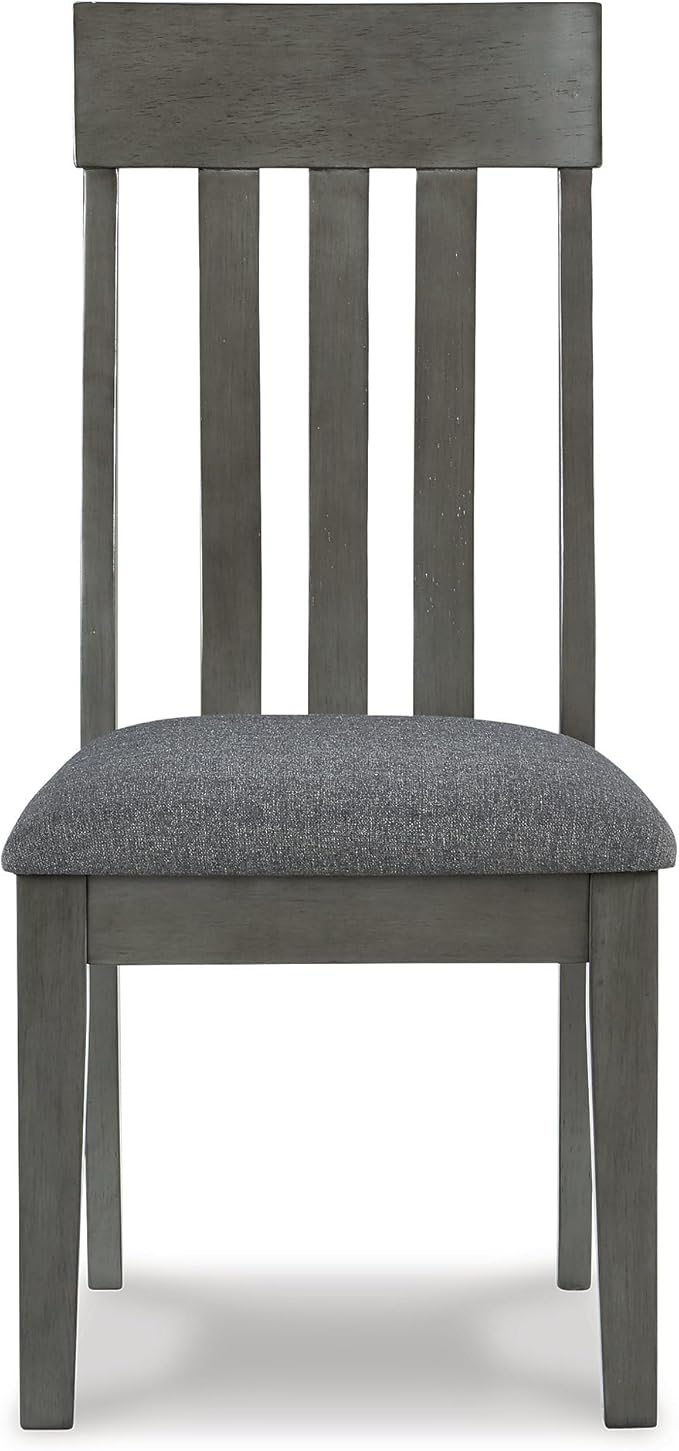 Signature Design by Ashley Hallanden Contemporary Dining Upholstered Side Chair, Set of 2, Armless, Comb Back Design, Wood Frame, Gray