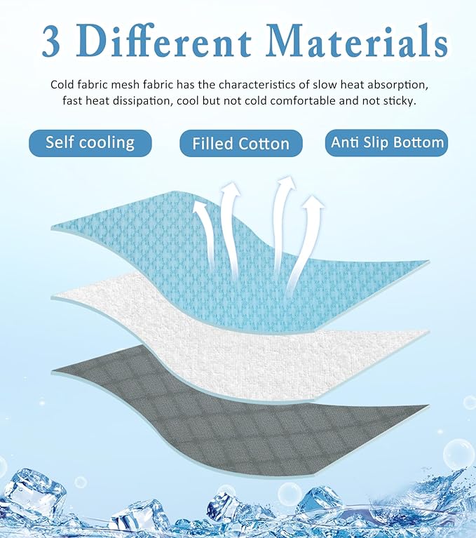 SOMOYA Dogs Cooling Mat Pet Cool Pads Blanket Sleeping Kennel Mat,Washable Ice Silk Sleep Mat Pad Breathable for Large Dogs Cats Large