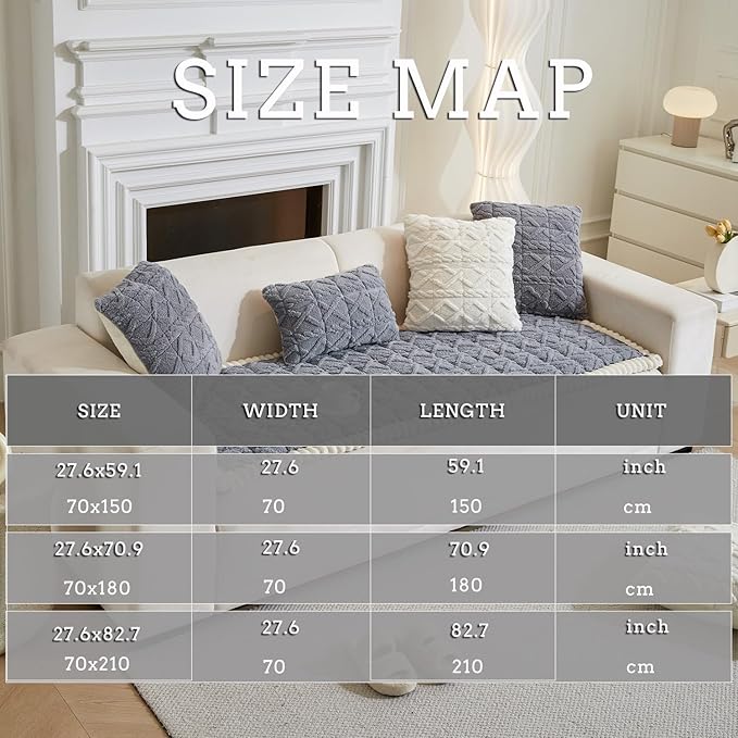 Couch Cover for Dogs Fuzzy Sofa Covers for Pet, Geometric Jacquard Coral Pet-Friendly Washable Non-Slip Sofas Slipcover Cushion Protector Pets Mat Dog Bed Mats