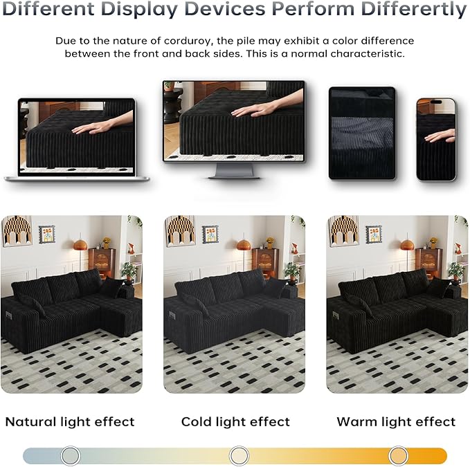 94" Cloud Sectional Couch with L-Shape Chaise,4 Seat Modern Modular Sofa with Side Pockets,Upholstered Couches for Living Room Bedroom, Boneless Couch,No Assembly Required