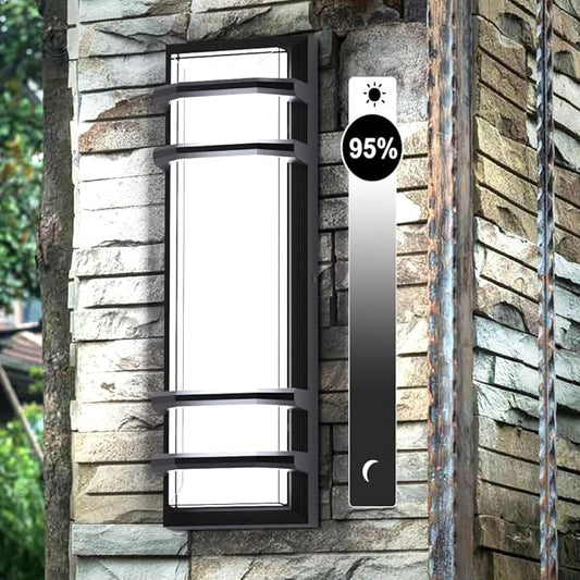 Sytmhoe Outdoor Wall Lights16in, 30w 6000K LED Dimmable Modern Porch & Patio Wall Light Fixture,Black Exterior Sconce Wall Mounted Lights for House Garage Courtyard House(6000K)