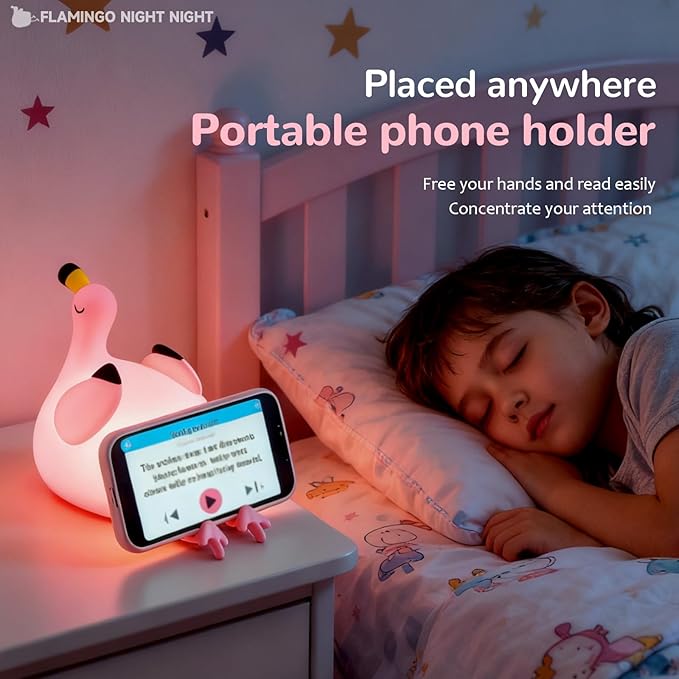 Flamingo Night Light for Kids, Adjustable and Timed Silicone Night Lamp,Suitable for Living Room, Bedroom, Nursery Night Light Decoration