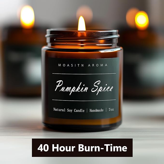 MOASITN Pumpkin Spice Heavenly Scented Candles for Home| Natural Soy Fall Candle| Handmade Long Lasting Aromatherapy Candle| Jar Candel for Women,Men as Halloween,Birthday,Relaxing Gifts| 7oz