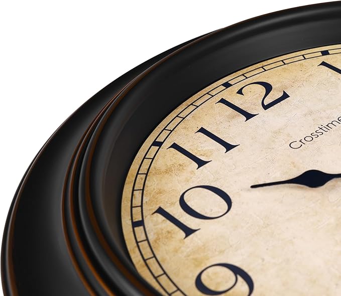 18 Inch Vintage Large Wall Clock for Living Room Decor,Battery Operated Silent Non-Ticking Retro Classic Clocks for Kitchen Fireplace Home Office,House Warming Gifts,Bronze