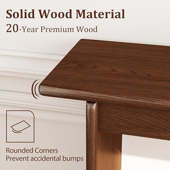 AQIMUELE Wood Console Table for Entryway, Mid Century Modern Console Table, Walnut Sofa Table for Living Room, Hall Way, Walnut Color