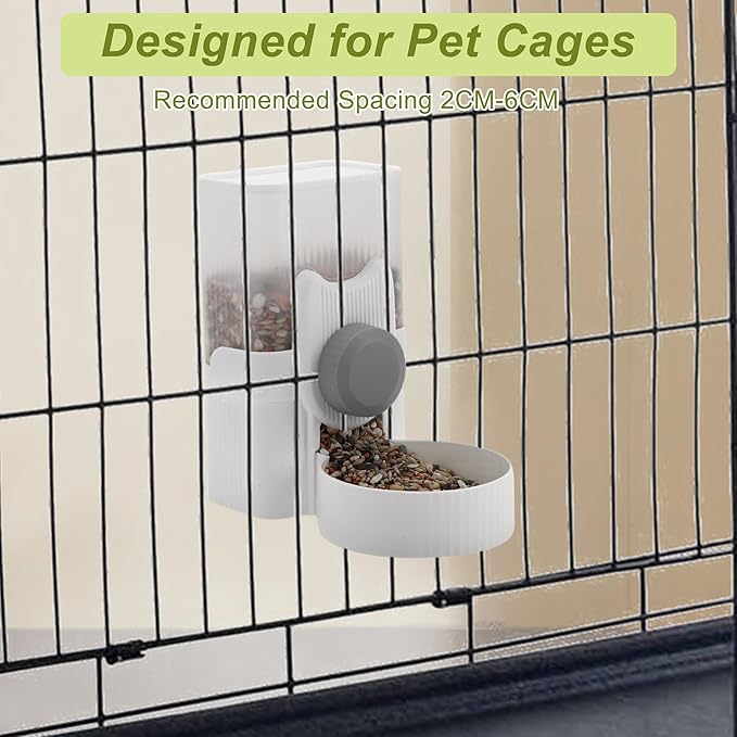 Rabbit Hay Feeder, 35oz Large Capacity, Hanging Automatic Food Dispenser, for Small Animals Guinea Pig Ferret Cage Accessories, Gray