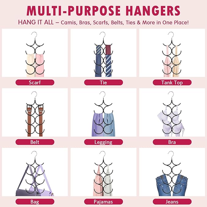 DOIOWN Tank Top Hanger,4 Pack Space Saving Hangers Bra Camisole Hanger,Small Closet Organizers and Storage for Dorm & Apartment Holds Camisoles,Bras,Scarfs,Ties,Belts