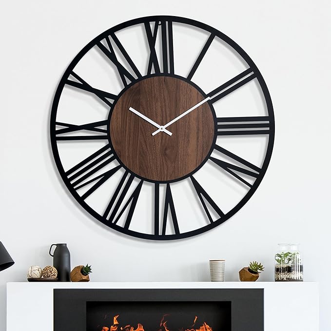 32 Inch Large Metal Wall Clock with Voice and Light Sensor Night Light, Glow in The Dark Non-Ticking Silent Battery Operated Decorative Oversized Wall Clock for Bedroom Living Room Decor