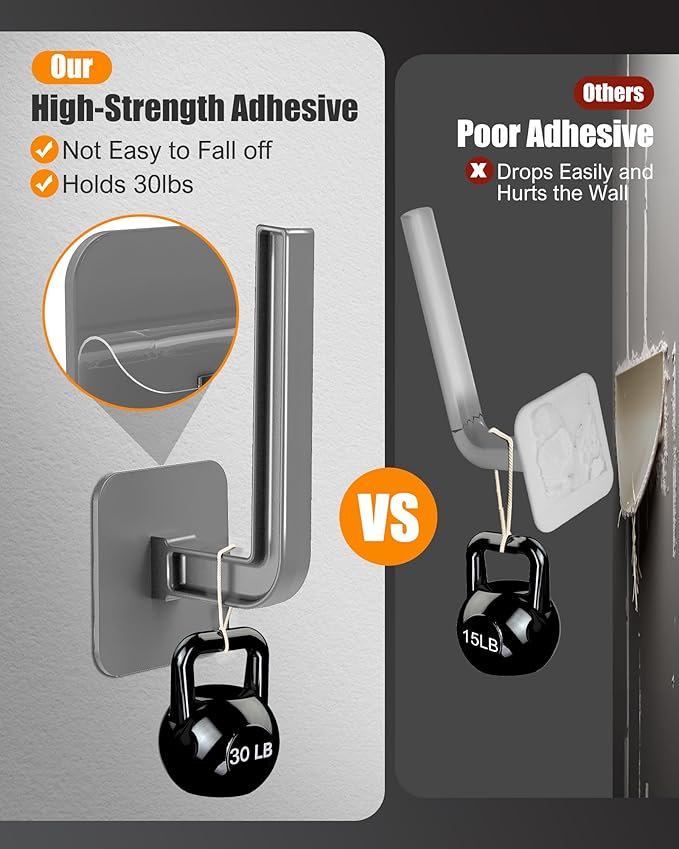 Hat Rack for Hat Storage, Multi-Purpose Hat Organizer (4-Pack), Strong Adhesive Hat Hooks for Wall, Hat Organizer for Baseball Caps, Two Mounting Options Hat Hook, Gray