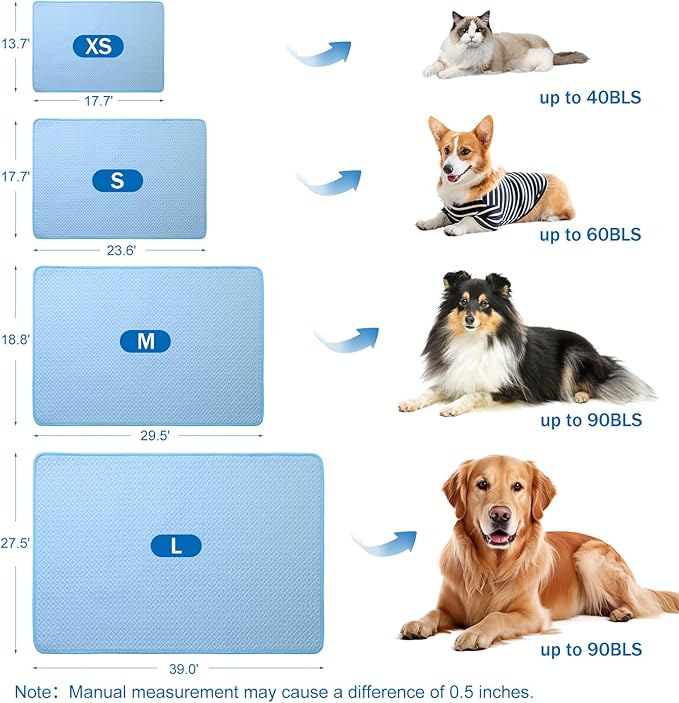 Upgraded Dog Cooling Mat Breathable Self Cool Pad Non-Slip Washable Cooling Mat for Dogs Cats Indoor Outdoor Pets
