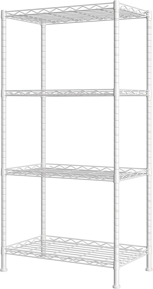 HOMEFORT 4-Shelving Unit, Adjustable Wire Shelving, Metal Wire Shelf Rack Organizer for Kitchen, Pantry, Closet, Bathroom, Laundry, White,21" W x 11" D x 41" H