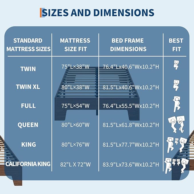 Garvee Wood Platform Bed Frame, Twin Size Bed Frame, Wood Slat Support, No Box Spring Needed, Easy Assembly, Noise-Free Design, Underbed Space for Storage