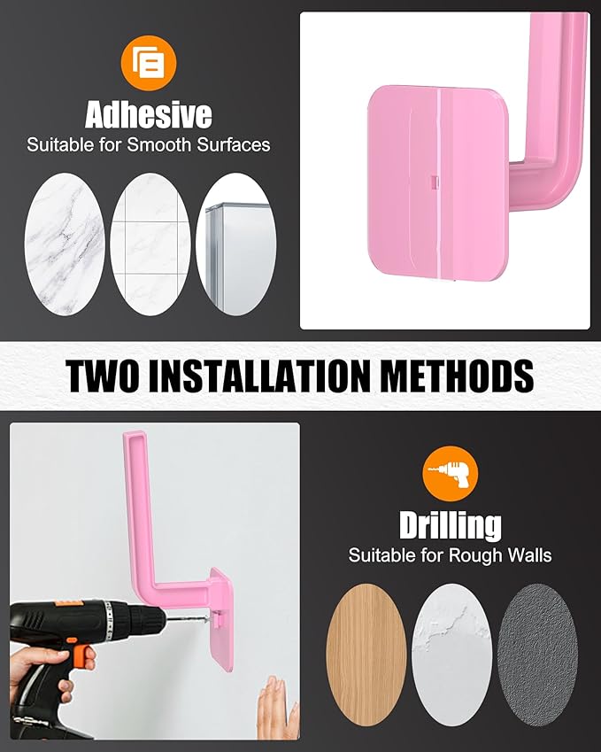 Hat Rack for Hat Storage (4-Pack), Multi-Purpose Hat Organizer, Strong Adhesive Hat Hooks for Wall Hat Organizer for Baseball Caps, Two Mounting Options Hat Hook, Pink