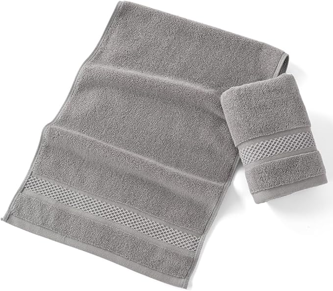 sense gnosis Grey Hand Towel Set of 2 Super Soft Absorbent Plush 100% Cotton Hand Towels for Bathroom Decorative 13 X 29 Inch