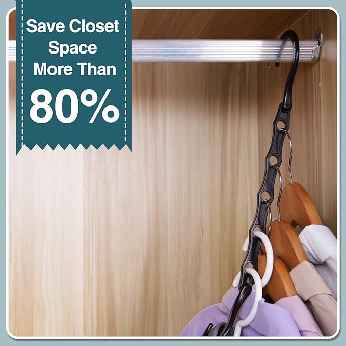 AMKUFO 12 Pack-Closet-Organizers-and-Storage, Hangers-Space-Saving-for-Closet-Organization, Clothes-Hanger-Space-Saver-for-College-Dorm-Room-Essentials, Small-Apartment-Storage