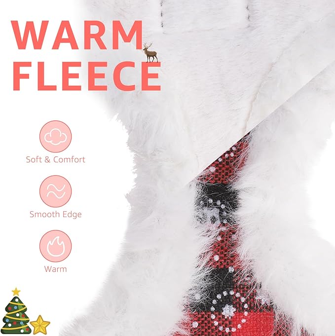 SCENEREAL Dog Christmas Harness Collar and Leash Set, Warm Fleece No Pull Puppy Vest Harnesses No Chock Adjustible Step in Small Pet Halter for Outdoor Walking Training, Black Red Plaid XS