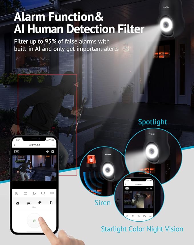 LaView 4MP Bulb Security Camera 5G& 2.4GHz WiFi, 360°2K Security Cameras Wireless Outdoor Indoor Full Color Day and Night, Motion Detection, Audible Alarm, Easy Installation, Compatible with Alexa