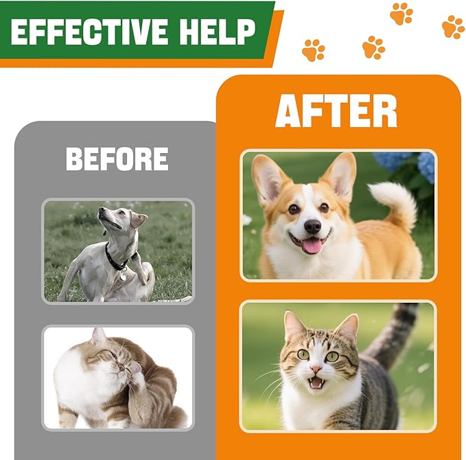 Natural Oral Flea and Tick Support for Dogs and Cats, Herbal Liquid with Multivitamins-All Breeds and Ages-Supports Immunity, Skin & Coat Support-Bacon Flavor