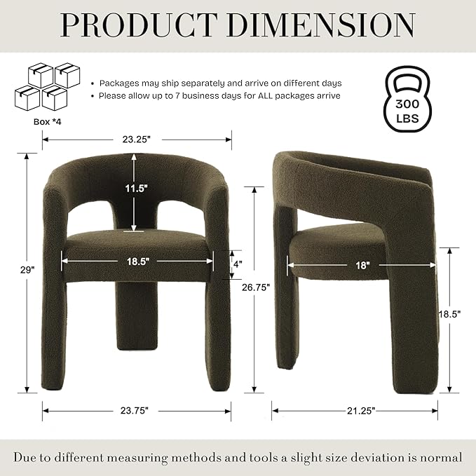 Modern Sherpa Dining Chairs Set of 4, Upholstered Barrel Chairs with Arms Comfy Accent Side Chairs for Living Room/Dining Room/Reception, Green