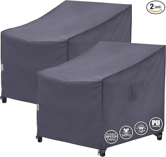F&J Outdoors Patio Chair Cover - Heavy Duty Waterproof UV Resistant, Grey, 2Pack, 35" W x 39" D x 36" H