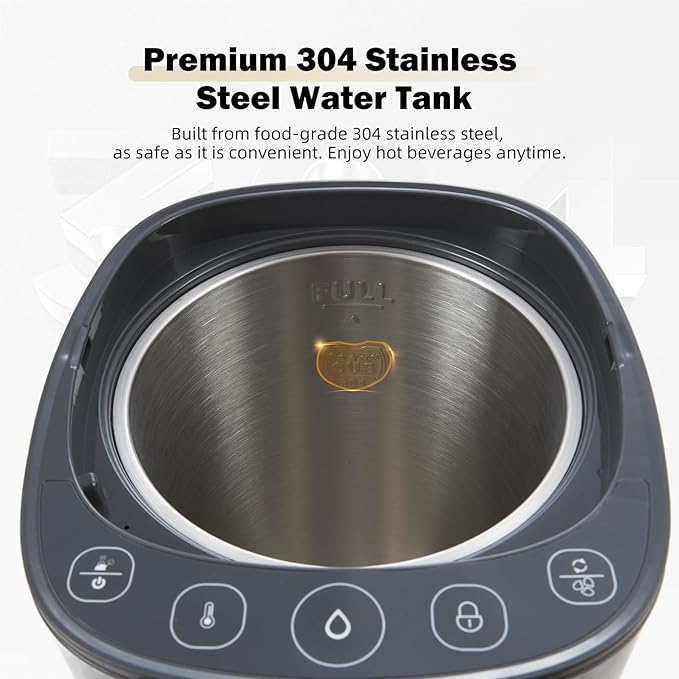 OCTAVO Water Boiler & Warmer 5 Liter, 304 Stainless Steel Water Tank, 700 Watt 6 Adjustable Water Temperature, LCD Touch Control Screen, Child Lock with Water Shortage Indicator