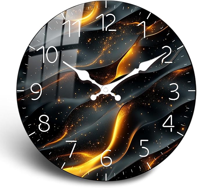 Modern Wooden Wall Clock for Office Decor 16 Inch Marble Design Clocks Battery Powered Wall-Clock for Living Room
