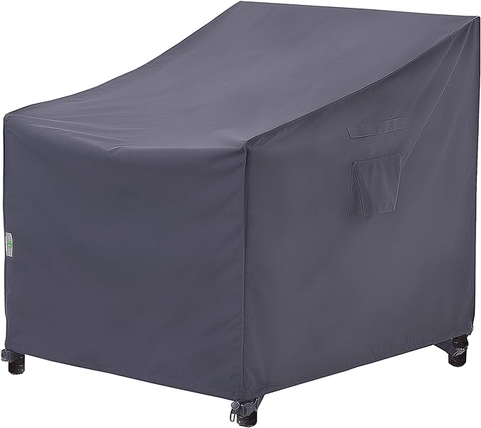 F&J Outdoors Patio Chair Covers, Deep Seat Lounge Chair Dining Chair Cover, Heavy Duty Waterproof UV Resistant Outdoor Chair Cover, Grey, 35" W x 39" D x 36" H